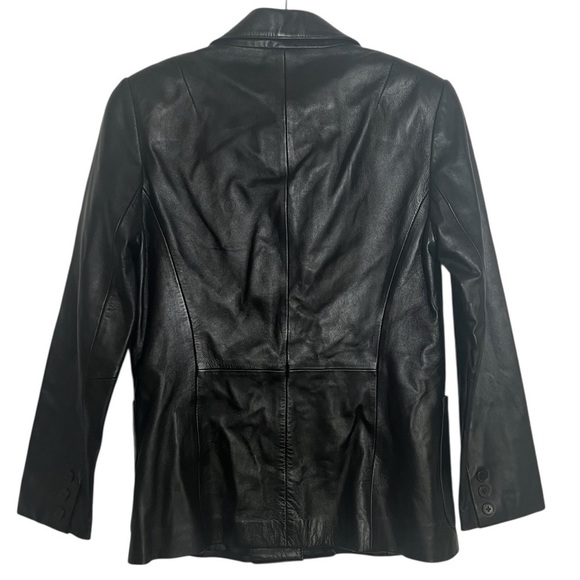Vakko Sport Black 100% Leather Blazer Jacket XS - Picture 2 of 12